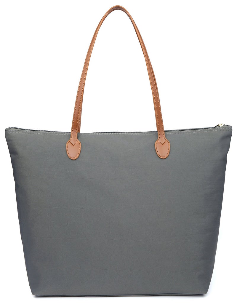 NNEE Water Resistant Light Weight Nylon Tote Bag Handbag - Medium Size, Dark Gray - Image 2